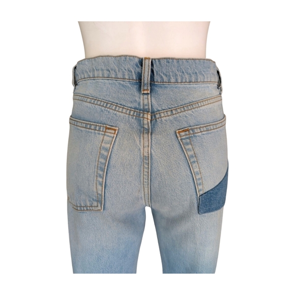 REFORMATION Cynthia Patch High Rise Straight Leg Jeans Tahoe Wash Size 29 - Picture 5 of 13